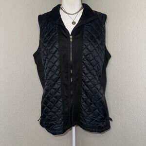Athleta Rock Springs Quilted Puffer Vest Womens L Black Stretch Pockets Full Zip